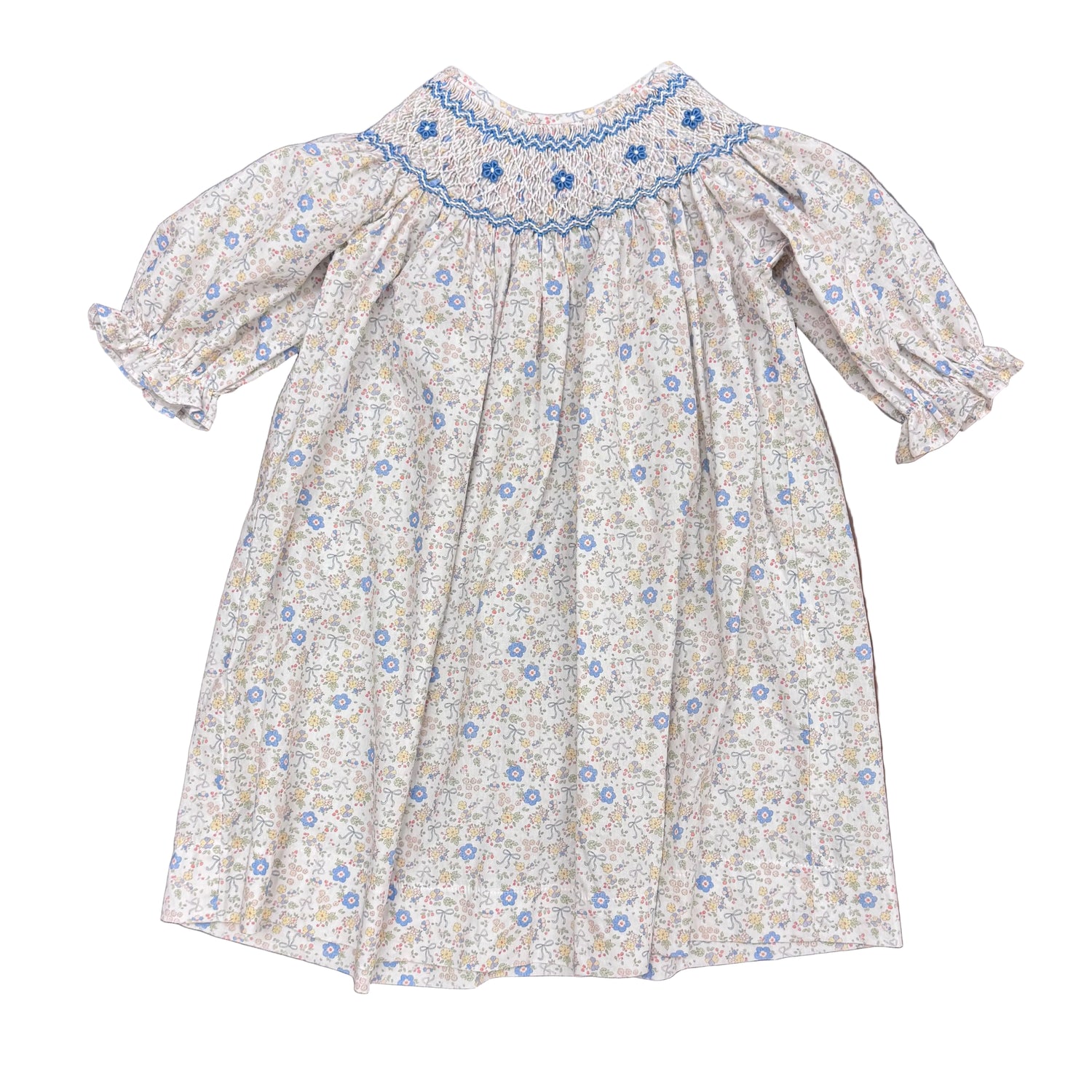 Ashley Blue/Yellow Bow Floral Dress