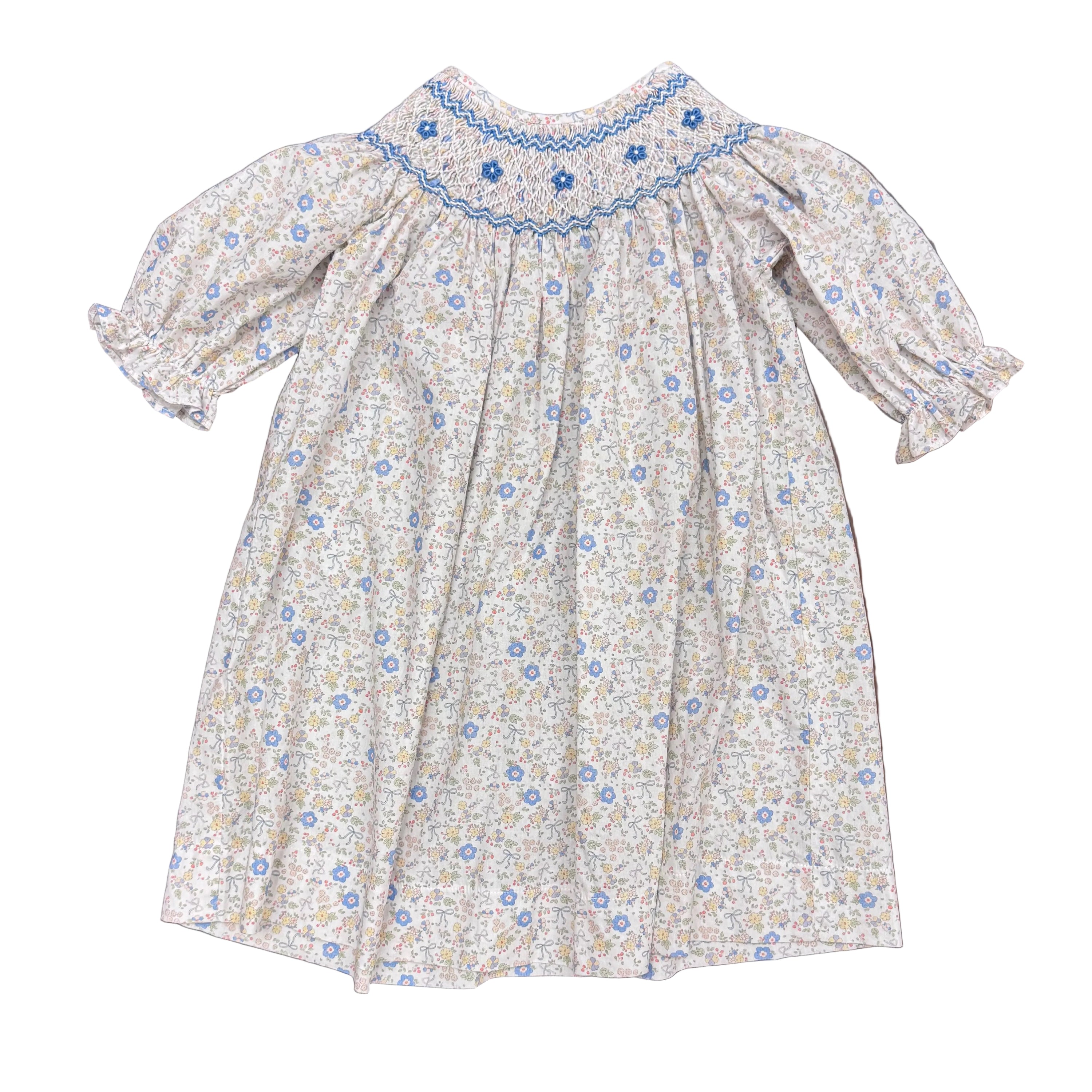 Ashley Blue/Yellow Bow Floral Dress