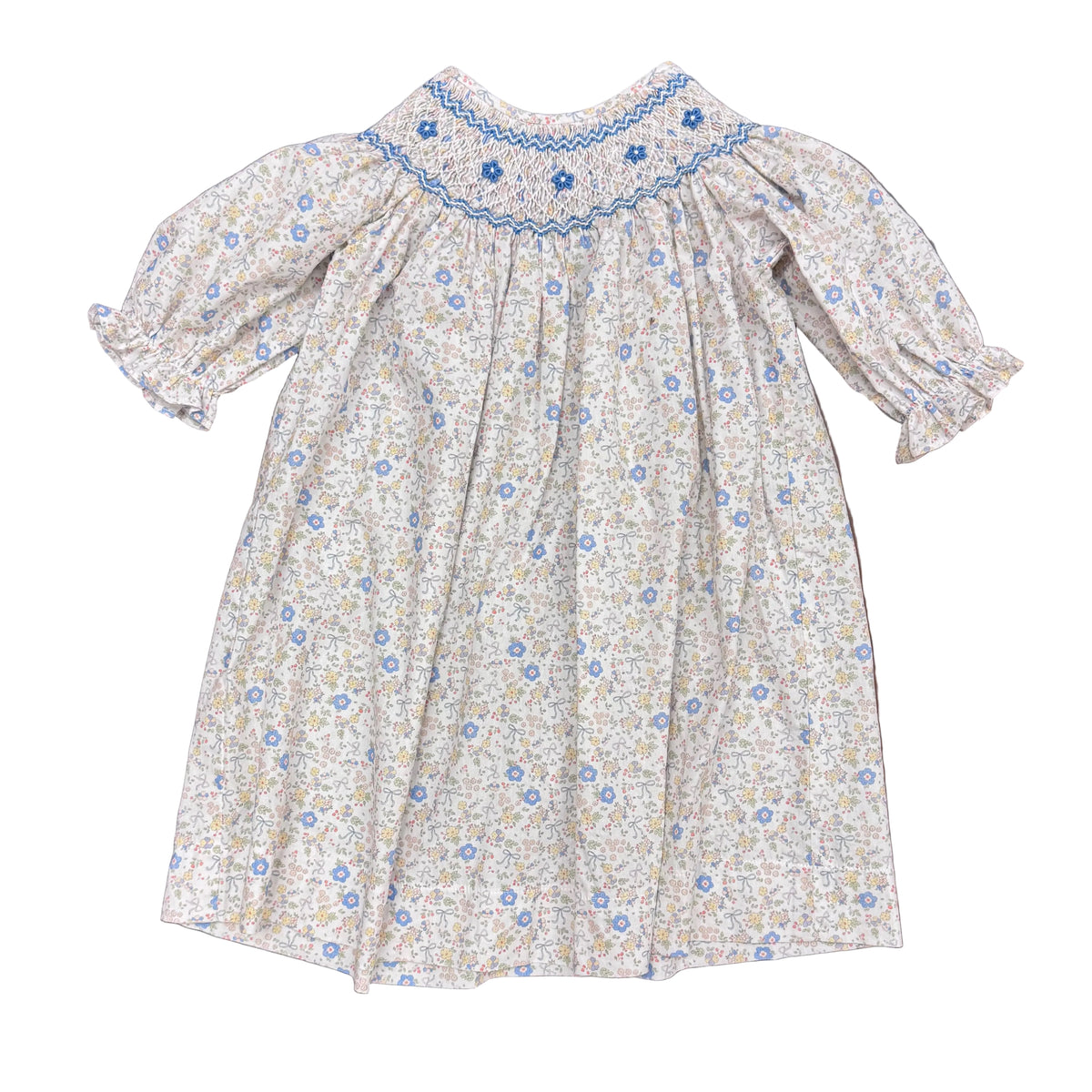 Ashley Blue/Yellow Bow Floral Dress