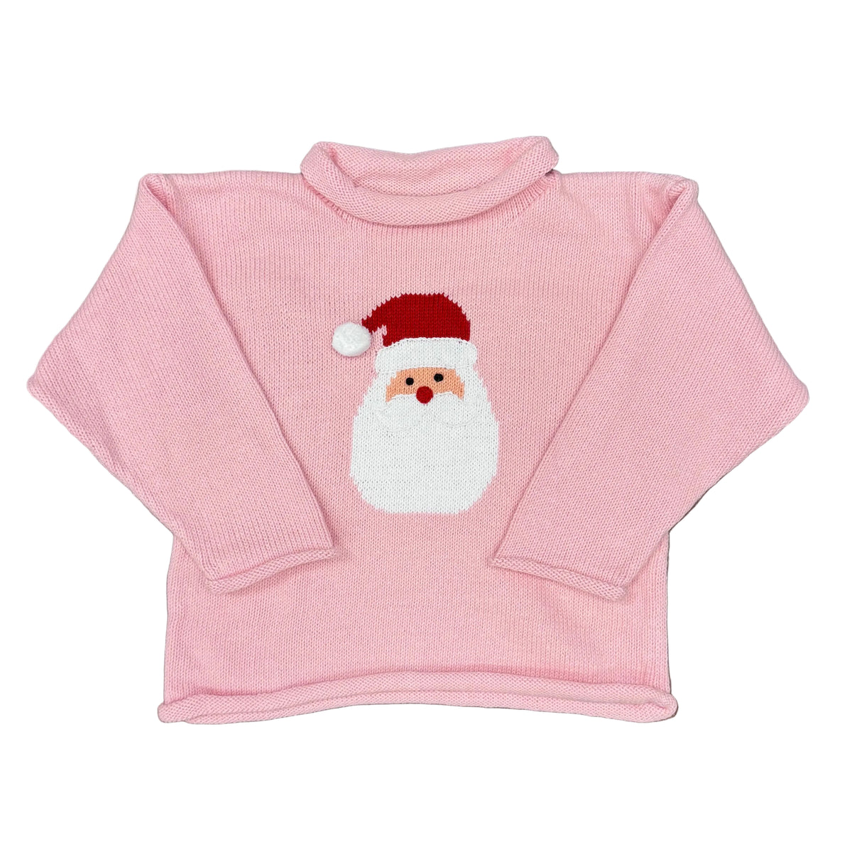 Light Pink Roll Neck Sweater with Santa
