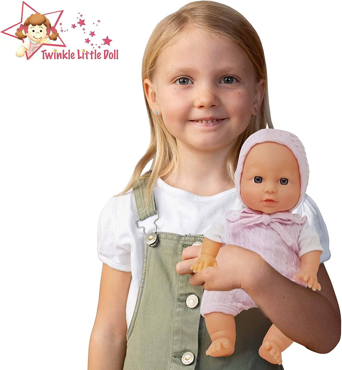 12 inch Realistic Baby Doll with Soft Body: Pink Romper &amp; Bonnet