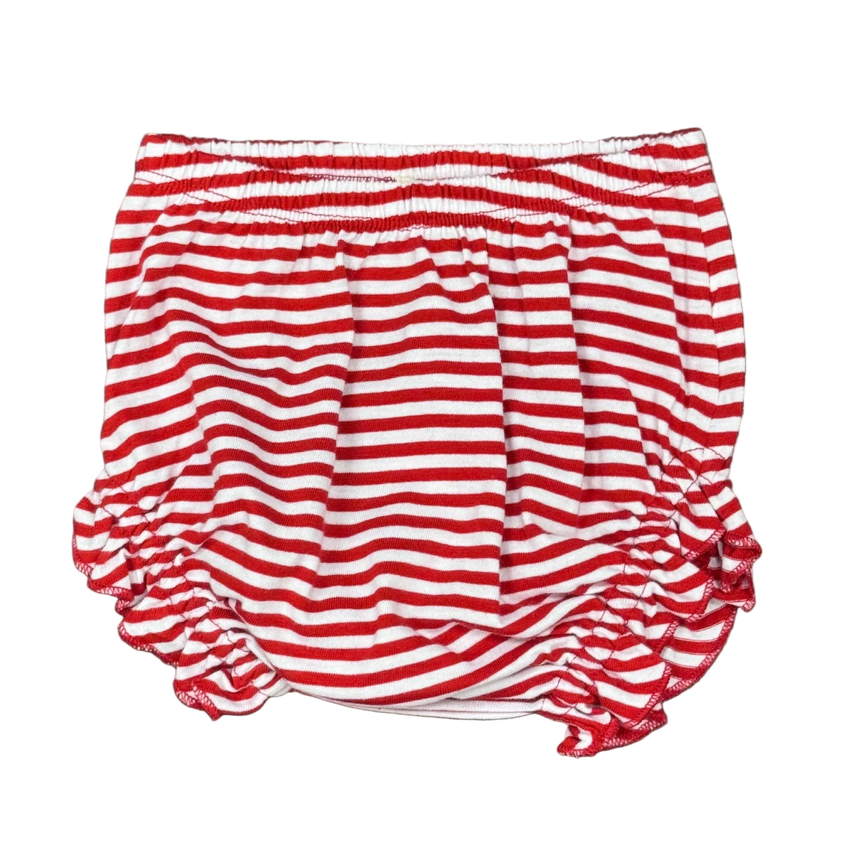 Deep Red/White Stripe Ruffle Diaper Cover