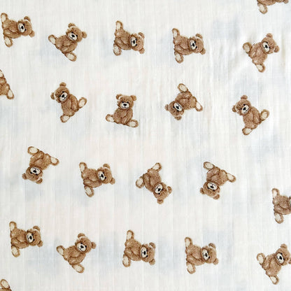 Muslin Swaddle Blanket: Teddy Bear Print