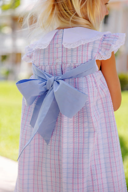 TBBC Franny Frock: Beale Street Blue with Hamptons Hot PInk