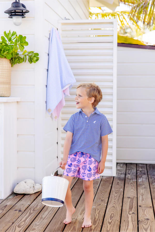 TBBC SS Prim &amp; Proper Polo: Rockefeller Royal Stripe
