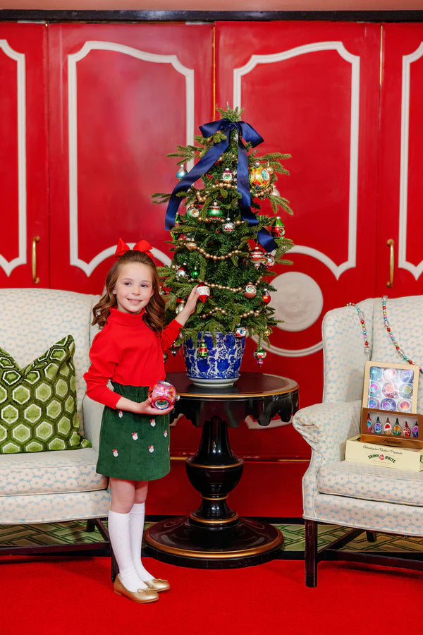 TBBC Beasley Bag Skirt: Grier Green Corduroy with Santa