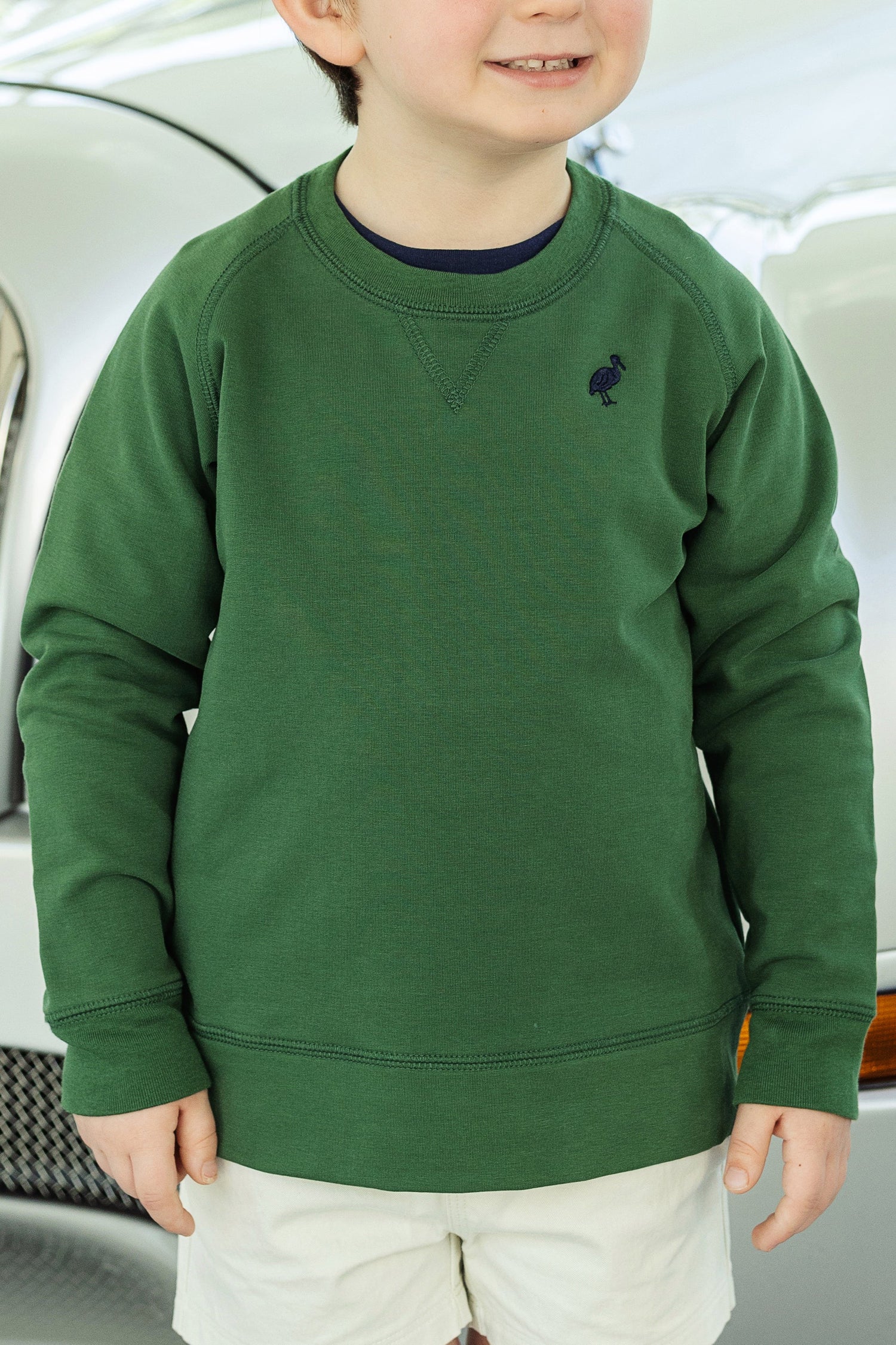 TBBC Cassidy Comfy Crewneck: Girer Green with Nantucket Navy