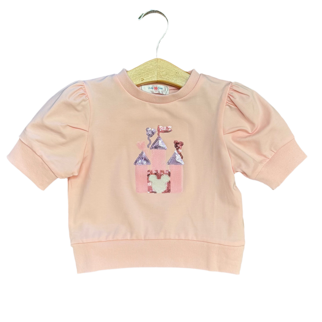Pink Castle Sequin Puff Sleeve Shirt
