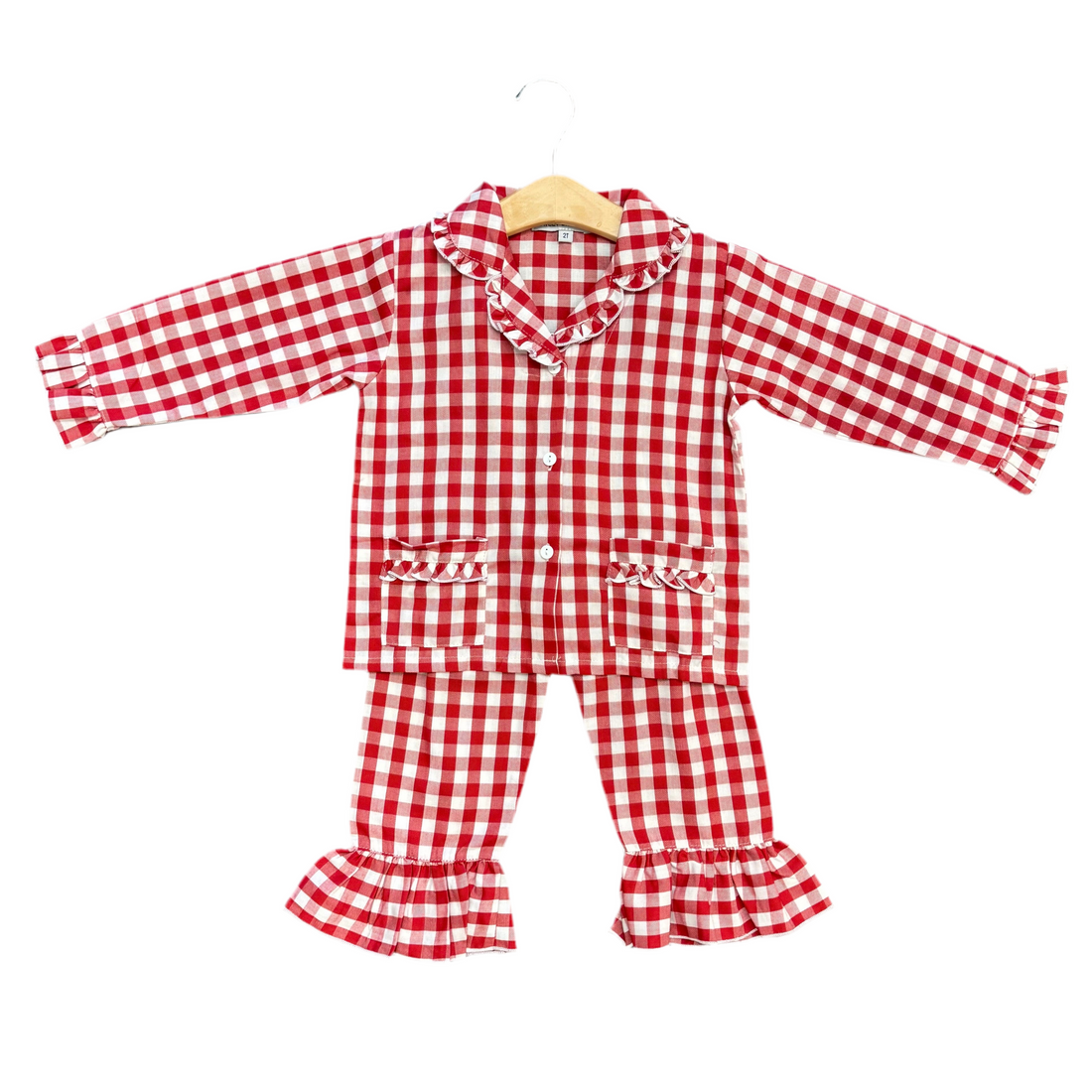 Red Gingham Ruffle Pajamas