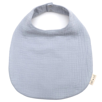 Ali+Oli Muslin Cotton Snap Baby Bib - Blue