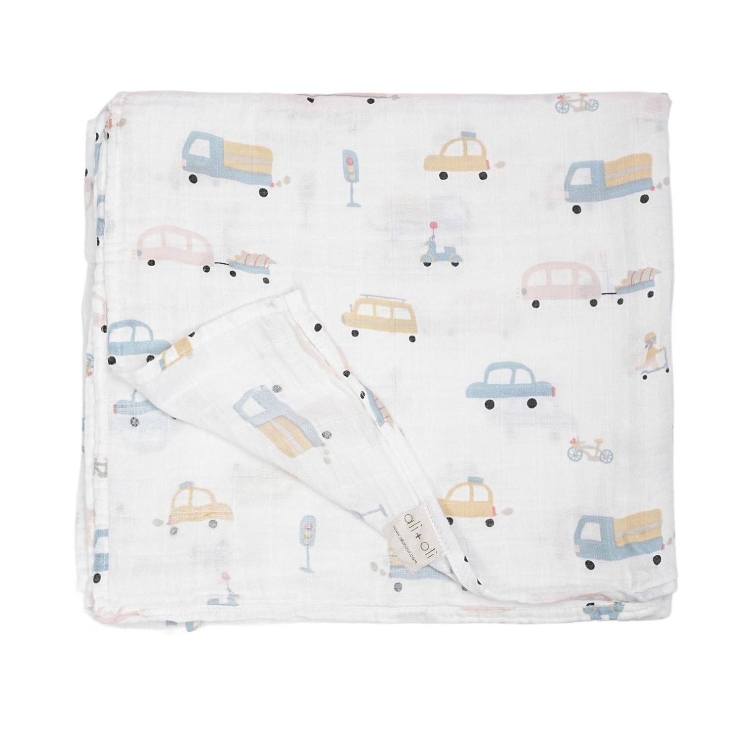 Muslin Swaddle Blanket: Automobile Print