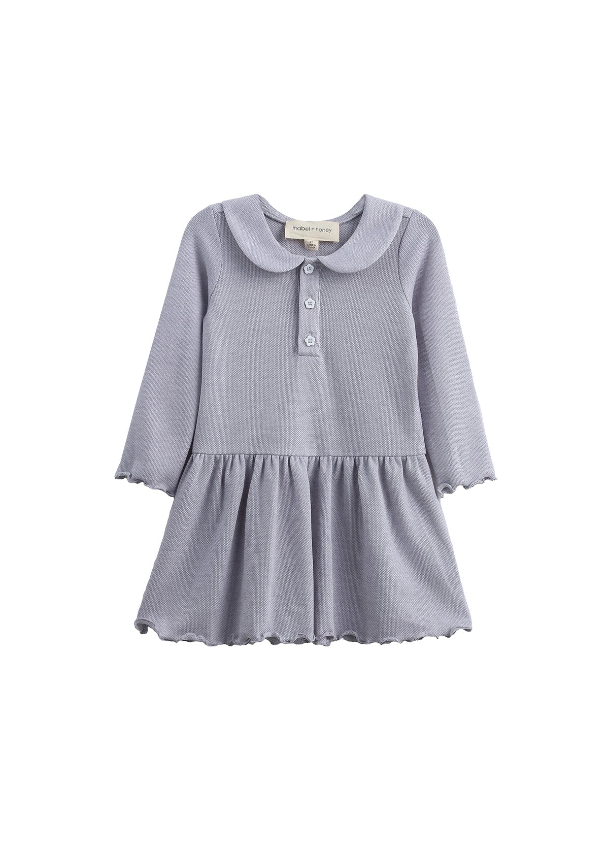 Emma Peter Pan Collar Henley Dress: Blue