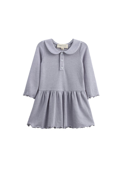 Emma Peter Pan Collar Henley Dress: Blue