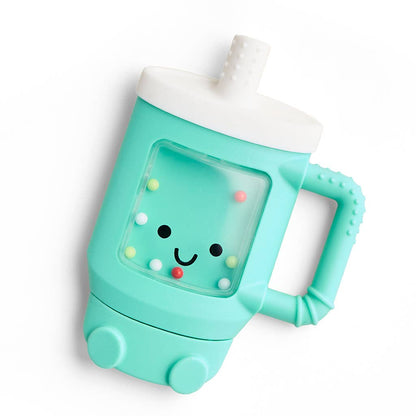 Bitzy Shake™ Silicone Teether with Rattle: Goose