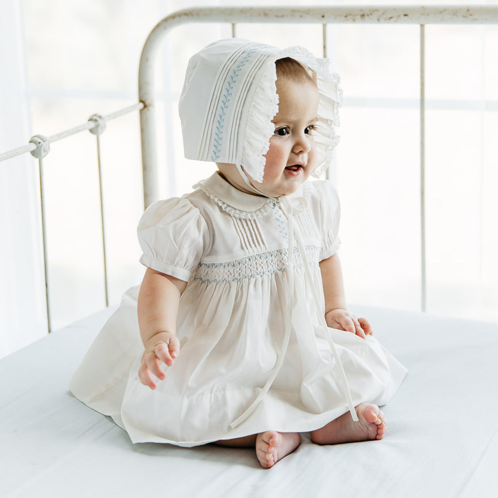 Feltman Brothers Vintage Smocked Dress: Ivory