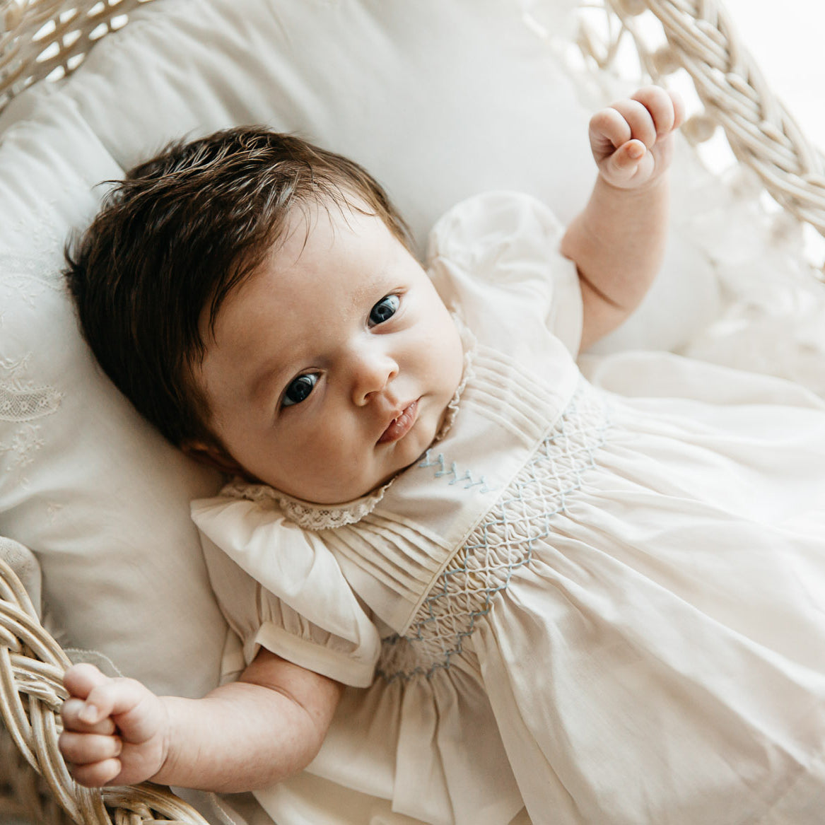 Feltman Brothers Vintage Smocked Dress: Ivory shopthelittlehen Feltman Brothers Vintage Smocked Dress: Ivory shopthelittlehen