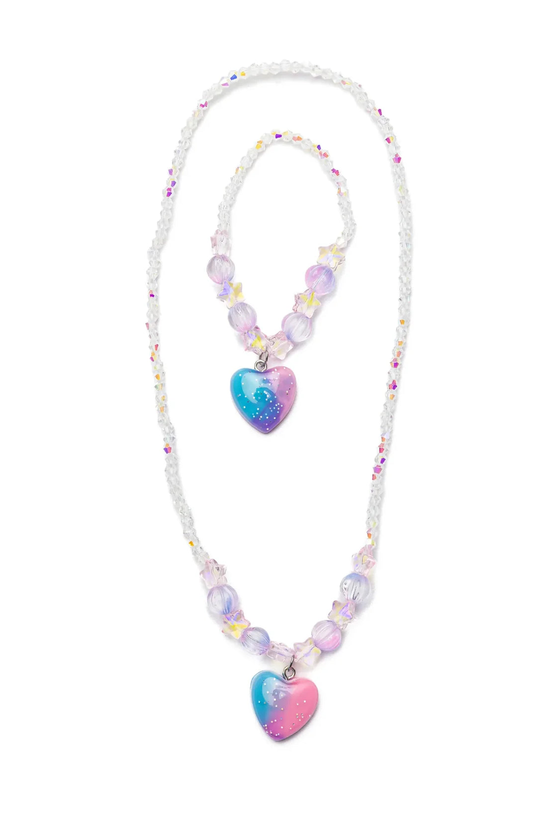 Galaxy Heart Necklace &amp; Bracelet Set, 2pc