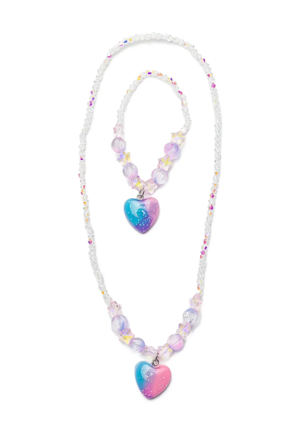 Galaxy Heart Necklace &amp; Bracelet Set, 2pc