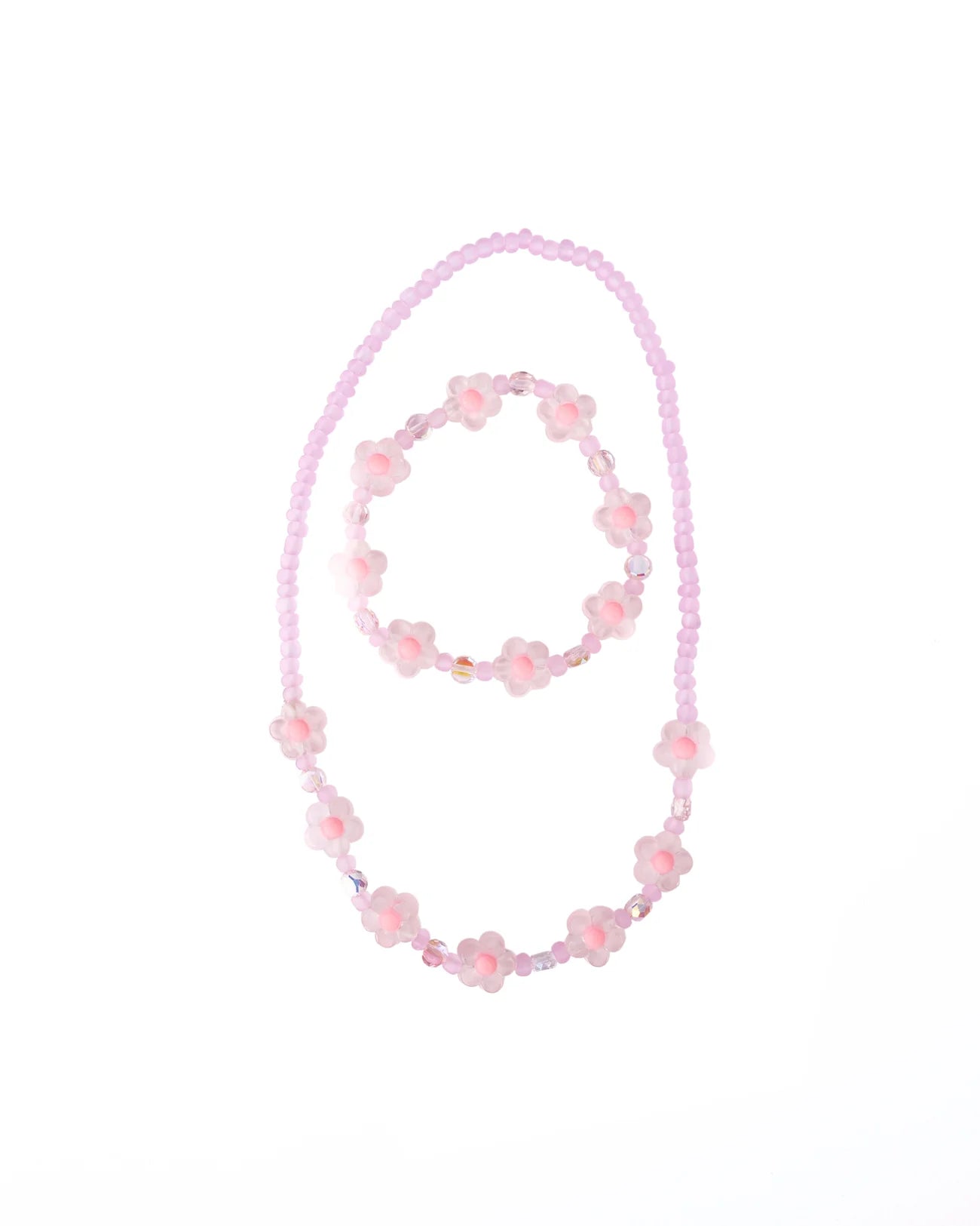 Pink Crystal Blooms Necklace &amp; Bracelet Set, 2pc