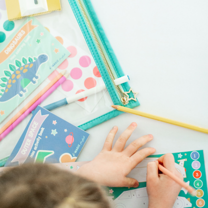 Set of 3 Blue Kids’ Activity Books: Travel &amp; On-the-Go Fun