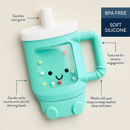 Bitzy Shake™ Silicone Teether with Rattle: Goose