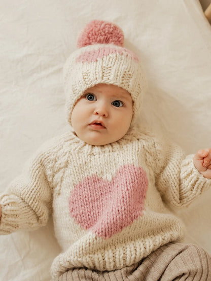 Sweetheart Knit Beanie Hat - Rosy