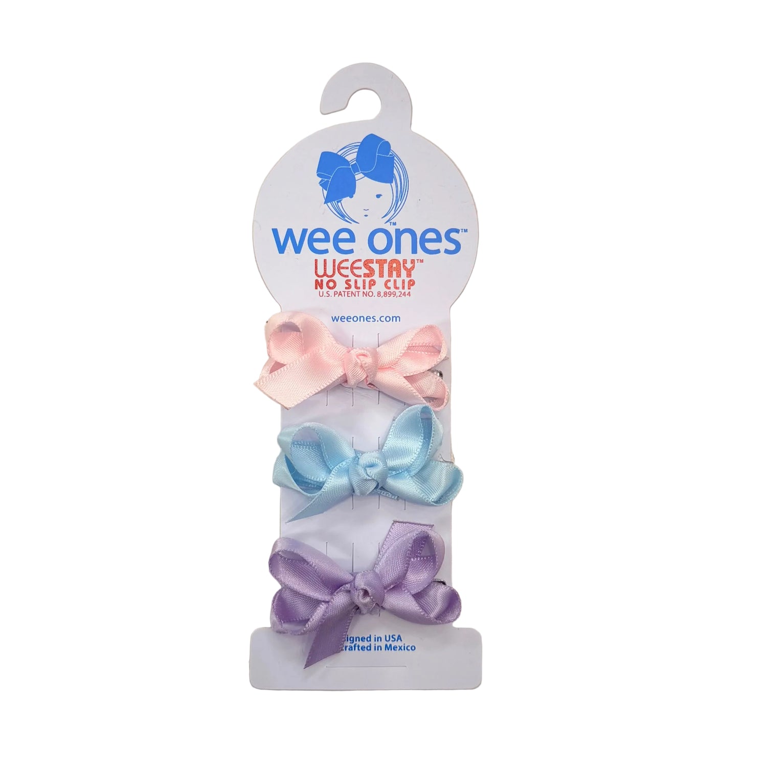 Baby Satin Hair Bows with Knot Wrap: Light Pink, Light Blue, Light Purple