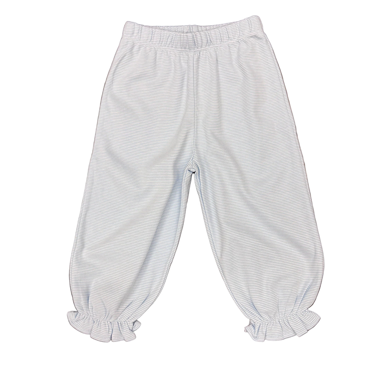 Girls Ruffle Bloomer Pants: Light Blue Stripe
