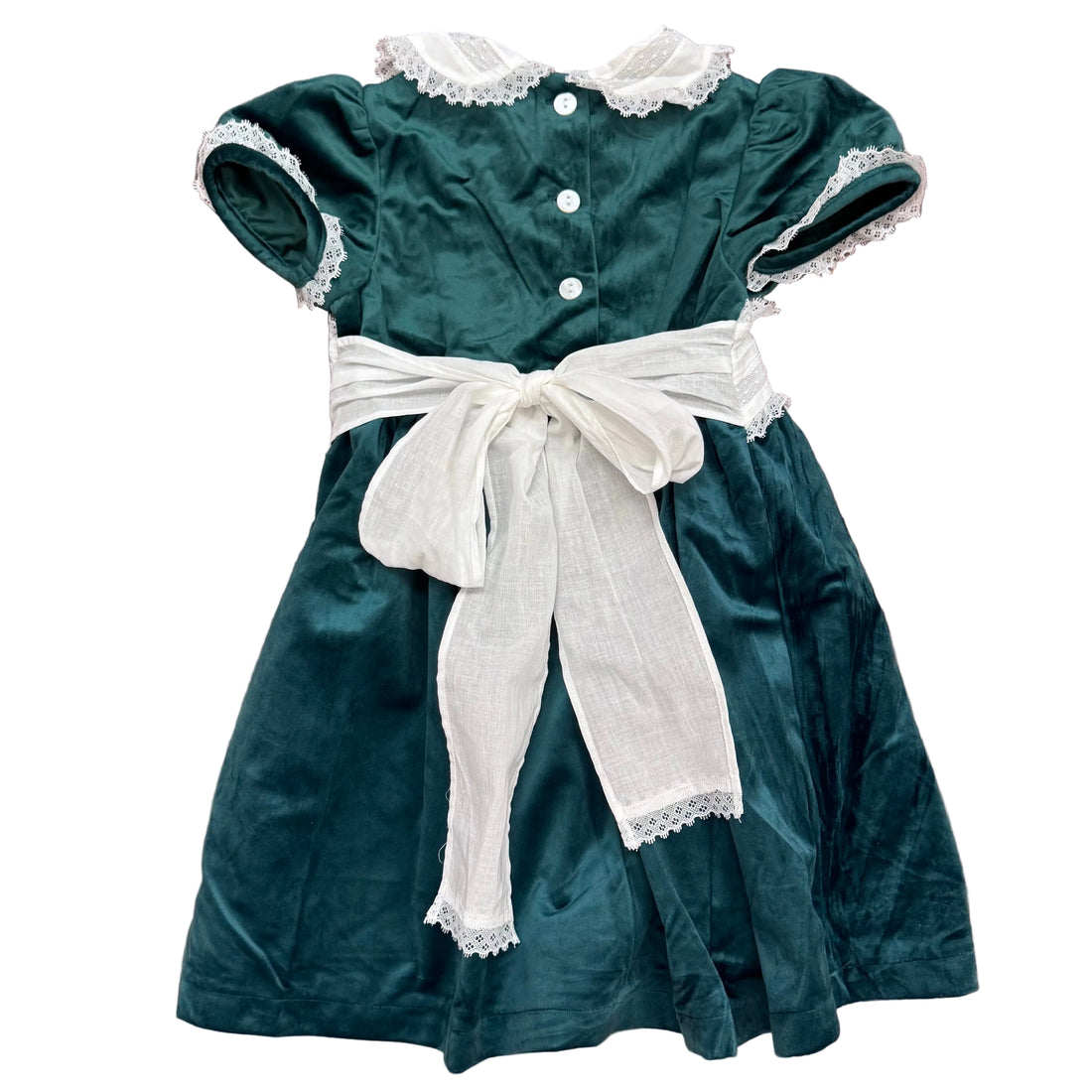 Green Velvet Sash Waist Dress