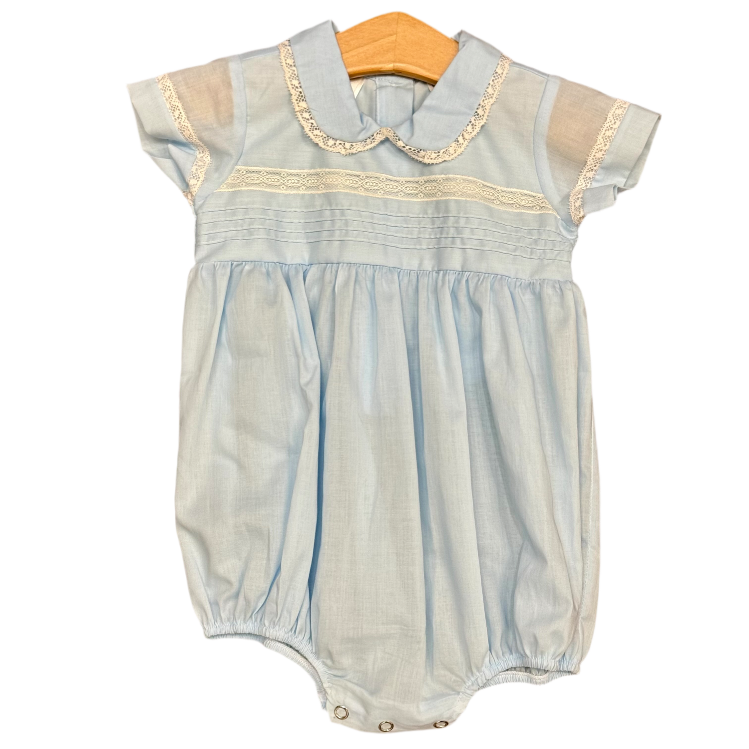 Henry Heirloom Baby Boy Bubble: Light Blue with Ecru