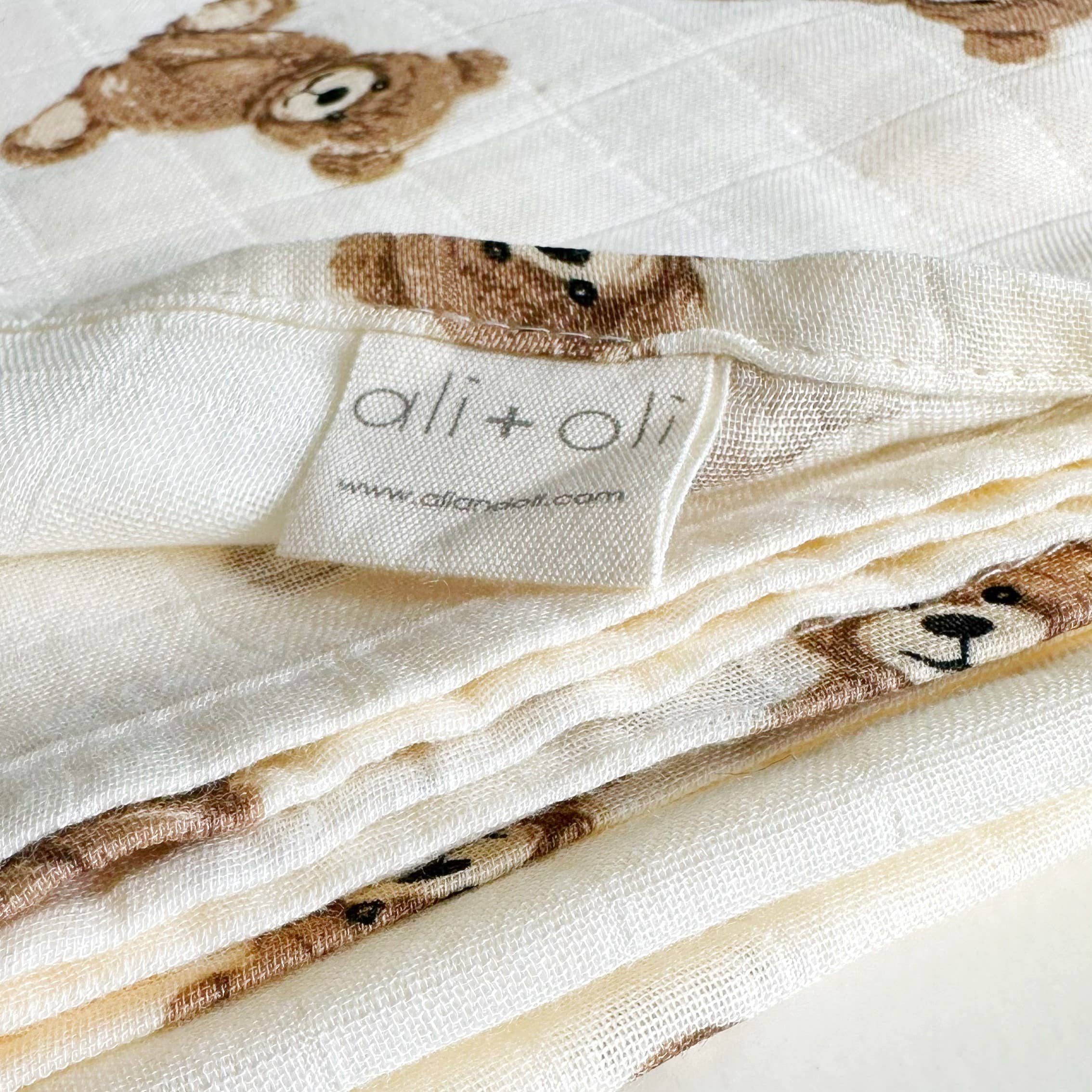 Muslin Swaddle Blanket: Teddy Bear Print