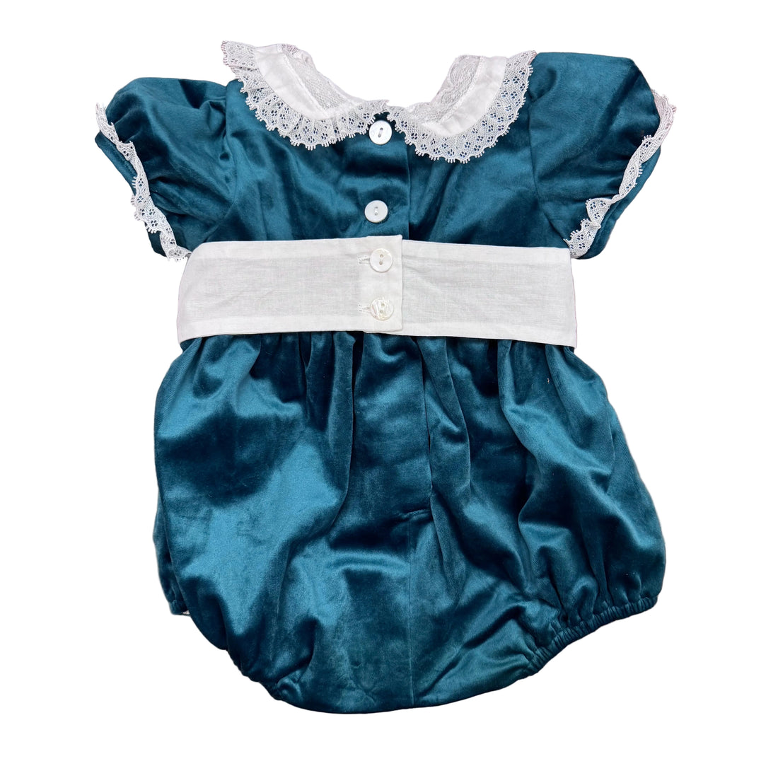 Green Velvet Sash Waist Bubble