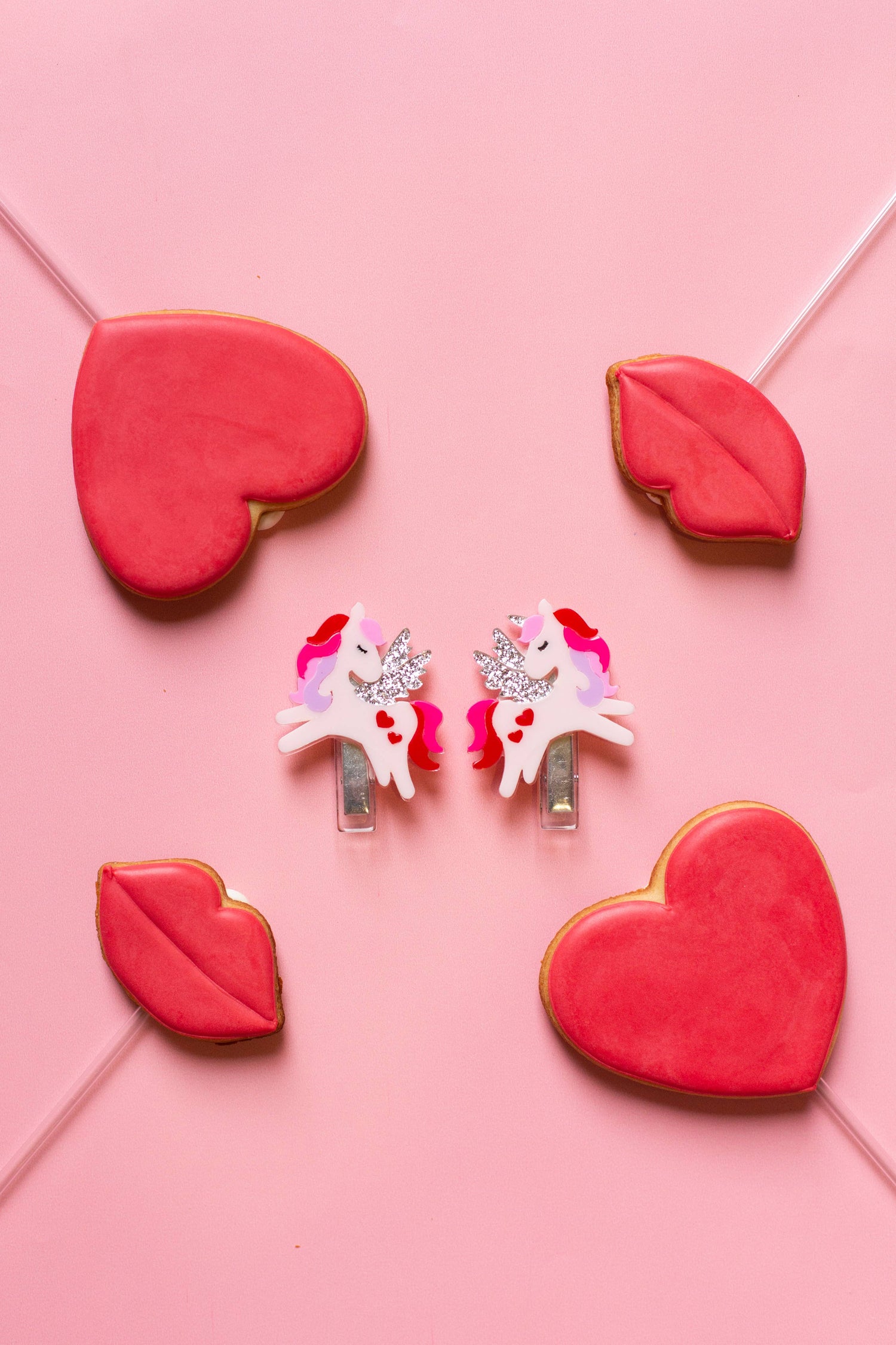 Unicorn Valentine Alligator Clips