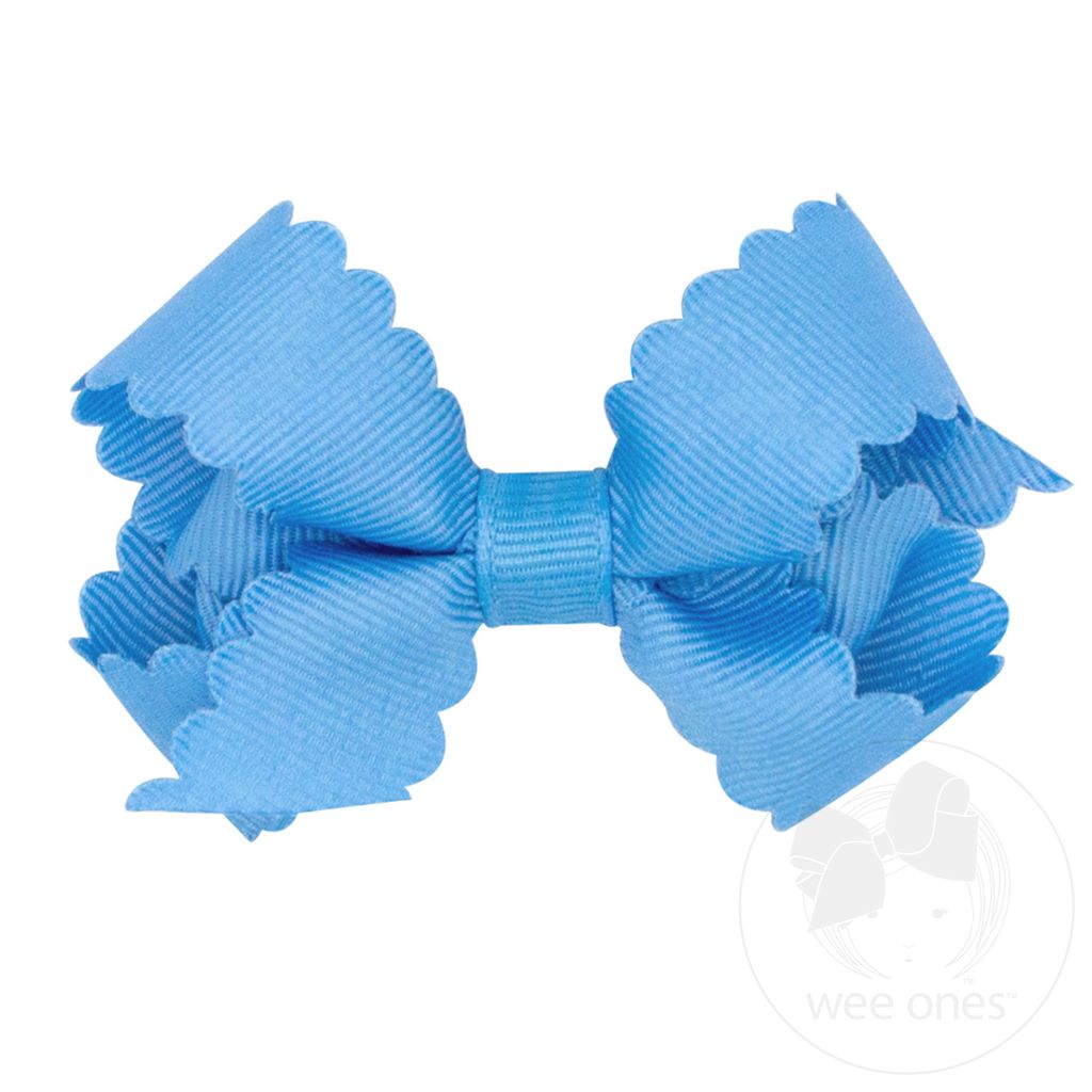 Grosgrain Hair Bow with Scalloped Edge: Copen