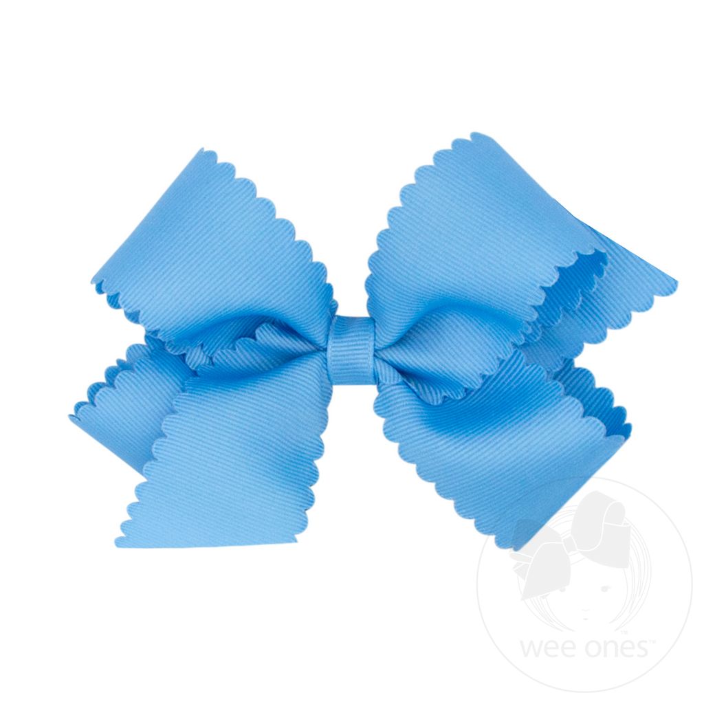 Grosgrain Hair Bow with Scalloped Edge: Copen