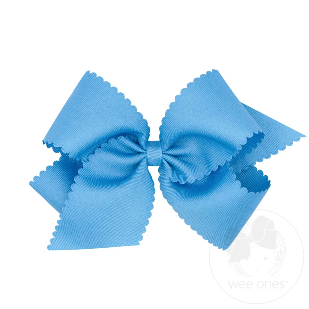 Grosgrain Hair Bow with Scalloped Edge: Copen