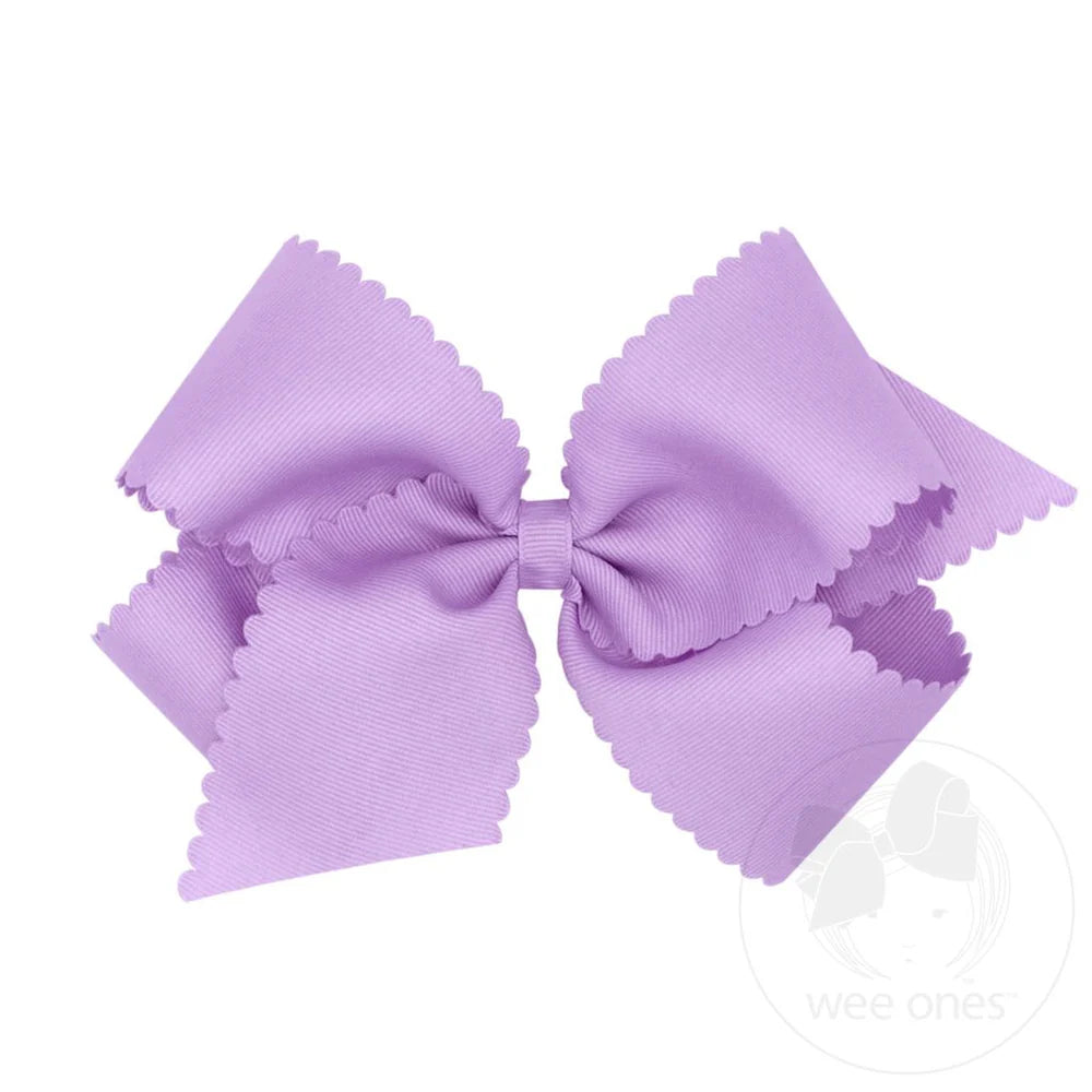 Grosgrain Hair Bow with Scalloped Edge: Light Orchid