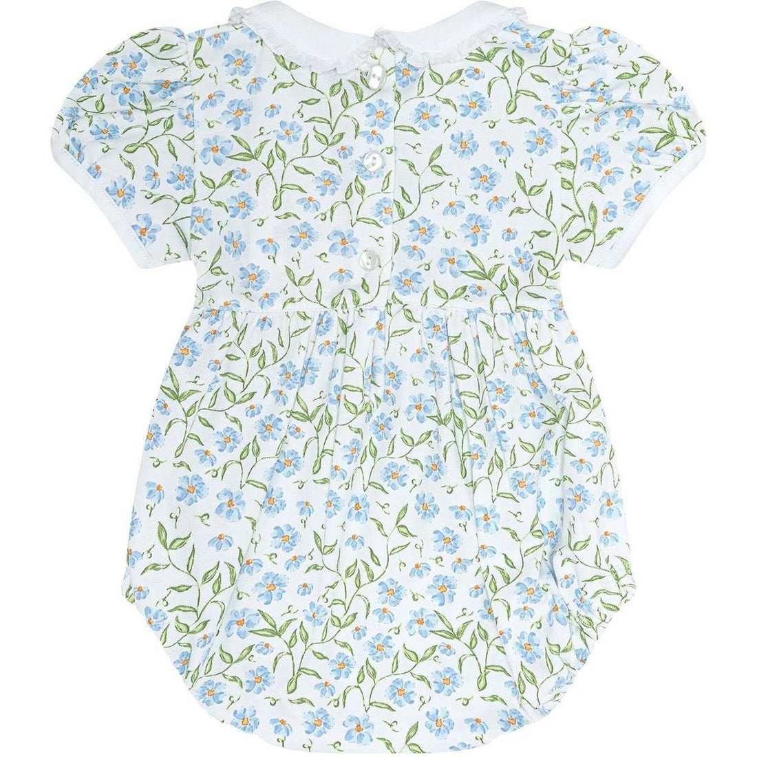 Blue Vines Print Smocked Bubble