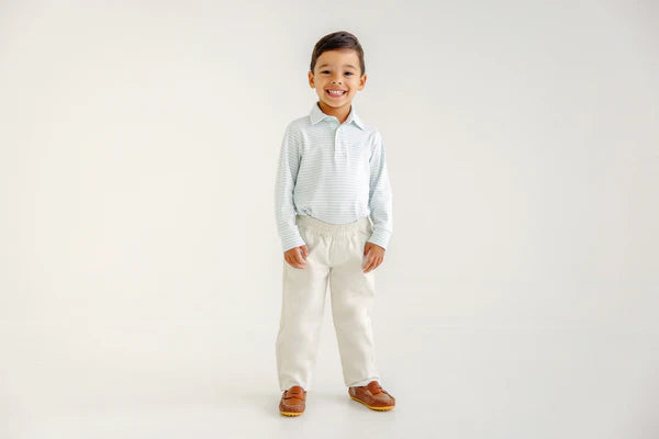 TBBC LS Prim &amp; Proper Polo: Old Grenwich Green Stripe
