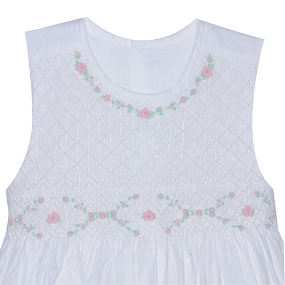 Sleeveless White Cate Smocked Dress