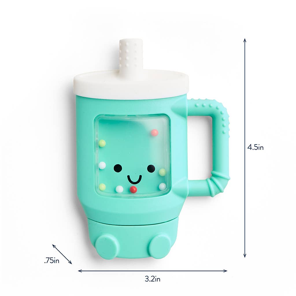 Bitzy Shake™ Silicone Teether with Rattle: Goose