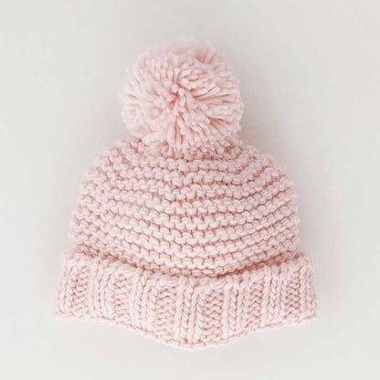 Huggalugs Garter Stitch Beanie Hat: Blush Pink