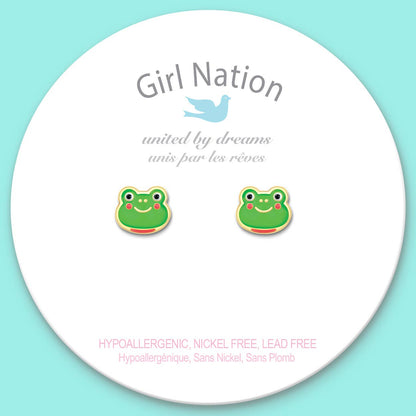 Fancy Frog Cutie Stud Earrings