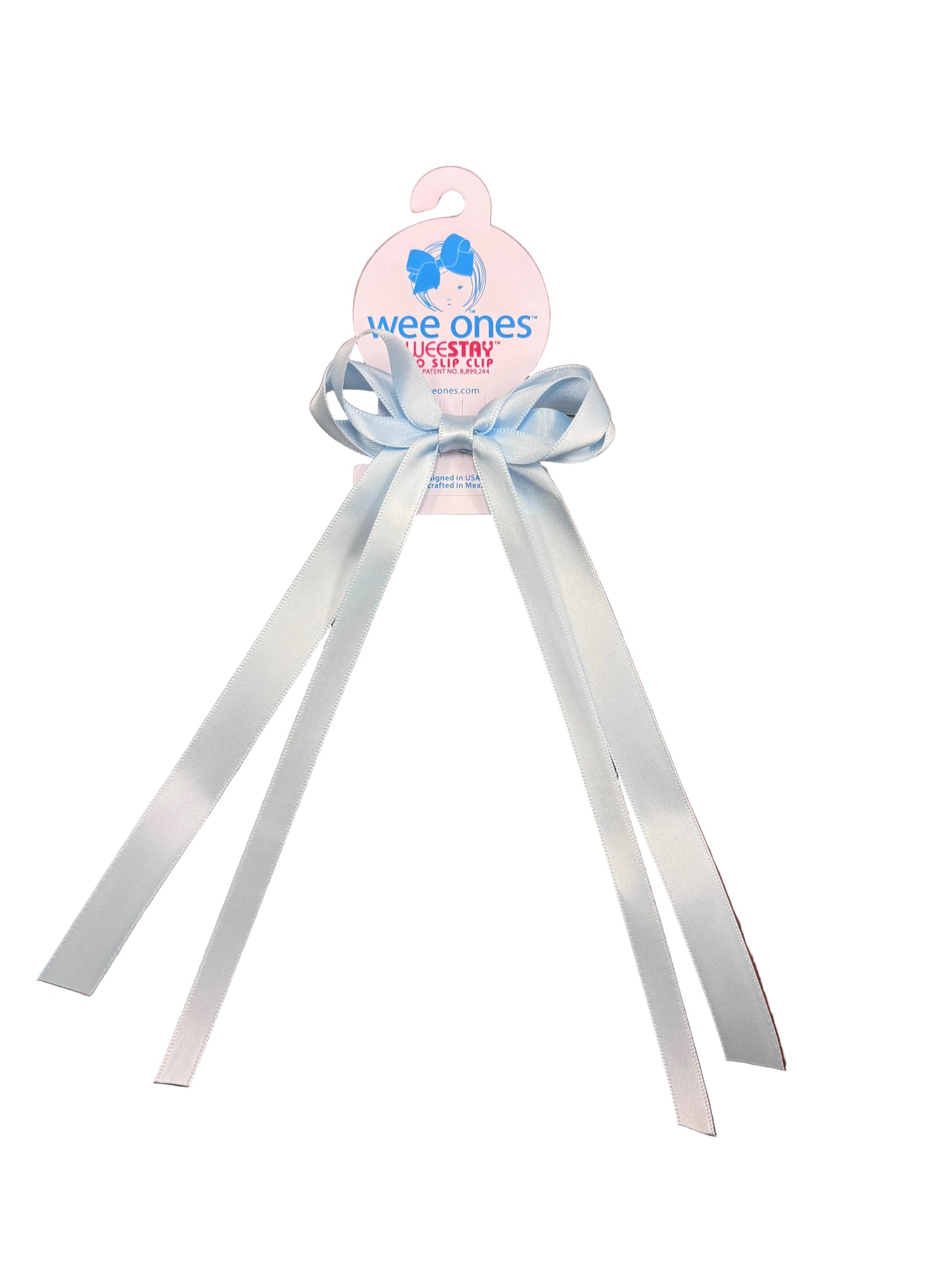 Mini Double Satin Streamer Bow: Light Blue
