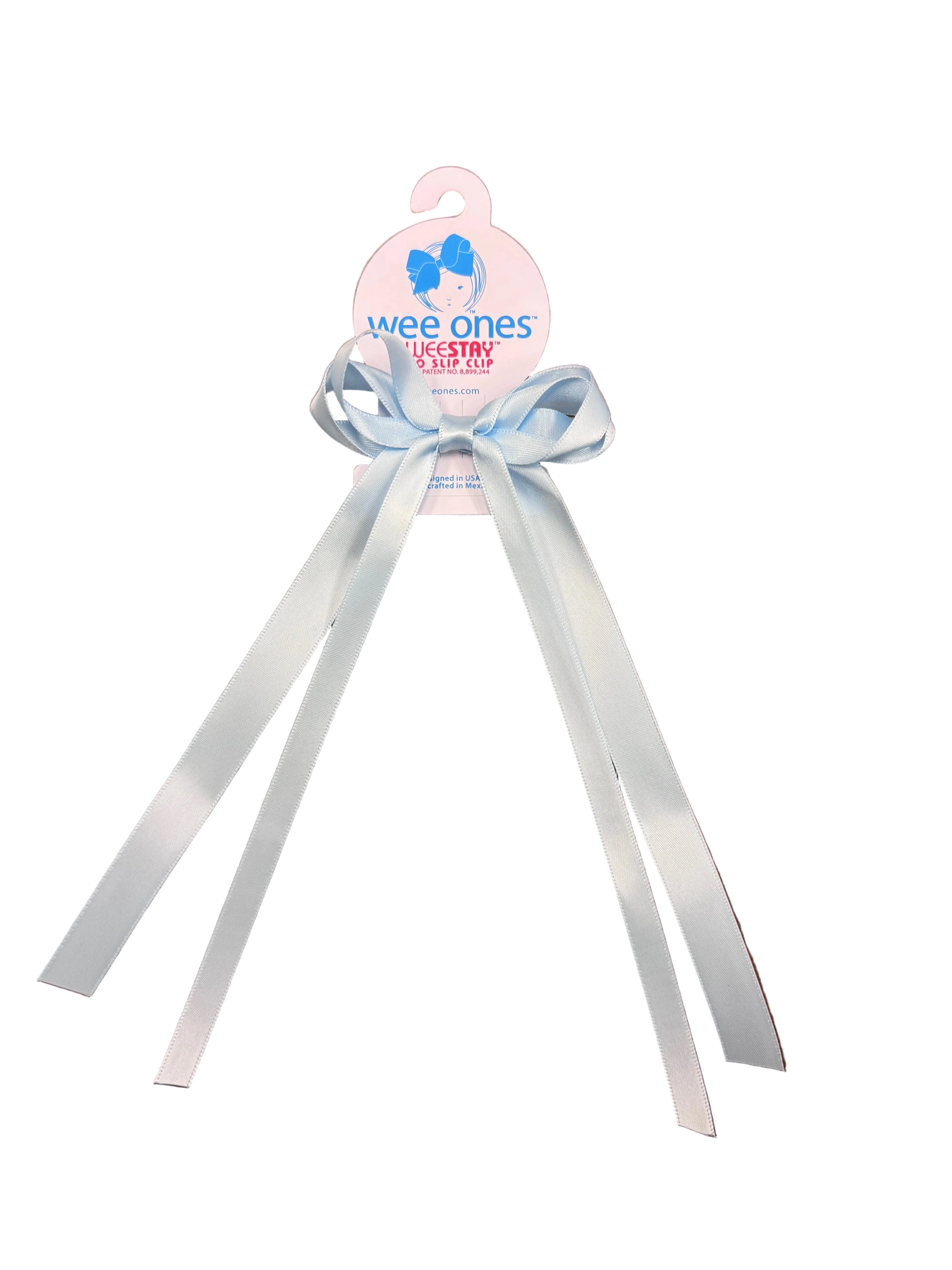 Mini Double Satin Streamer Bow: Light Blue