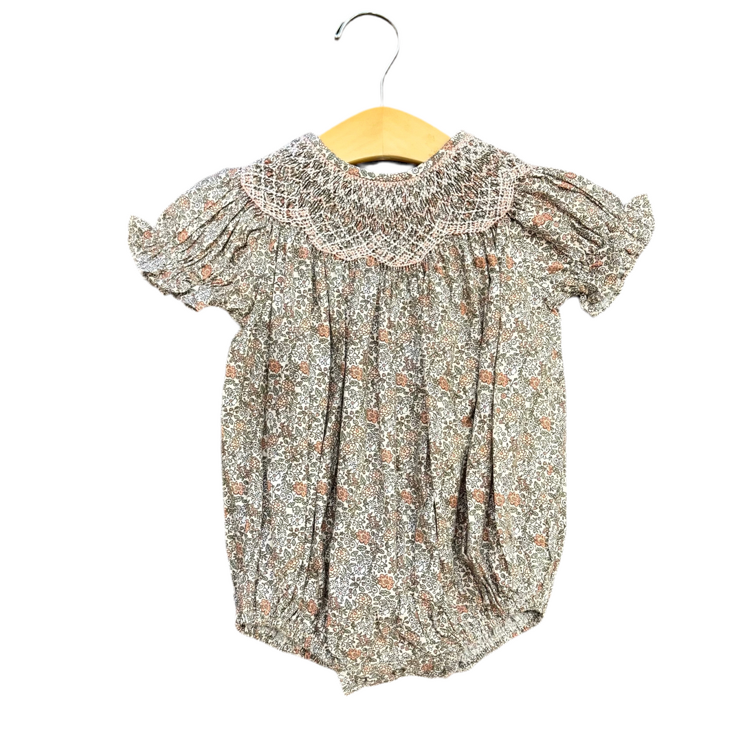 Sabrina Peachy Pink Floral Smocked Bubble