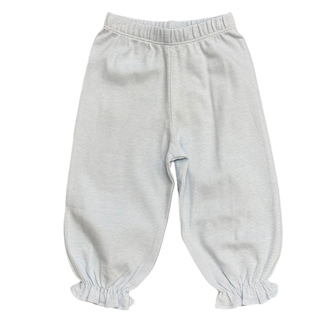 Luigi Girls Bloomer Pants with Ruffle Bottom: Baby Blue/White Stripe