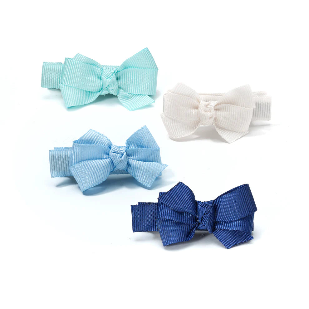 Baby Hair Bow Clip Set of 4: Blue Shades