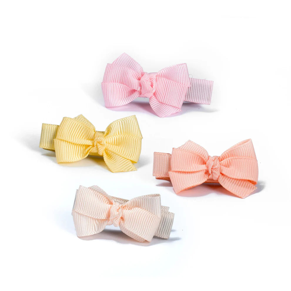 Baby Hair Bow Clip Set of 4: Pink Pastels