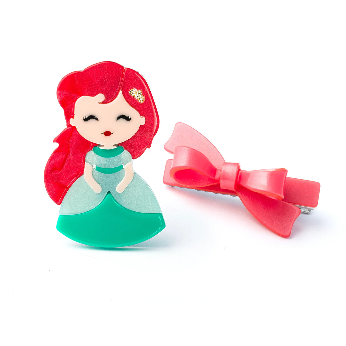 Cute Doll Red Hair &amp; Red Bow Hair Clips